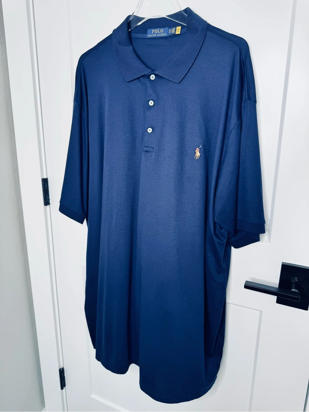 Men's Ralph Lauren Soft Cotton Polo Shirt Refined Navy Blue Multi Pony 2XLT NEW